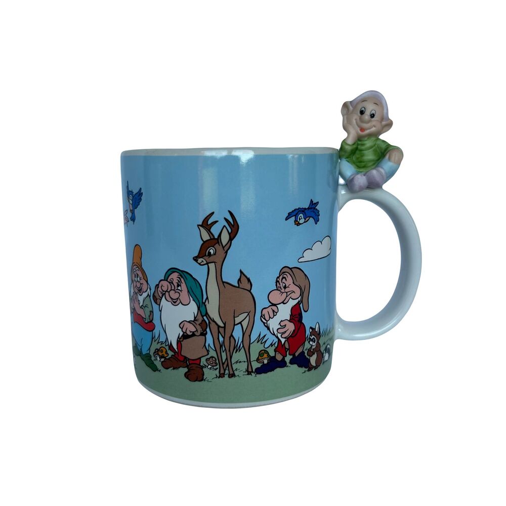 Vintage Disney Snow White and the Seven Dwarfs Coffee Mug with Dopey figurine